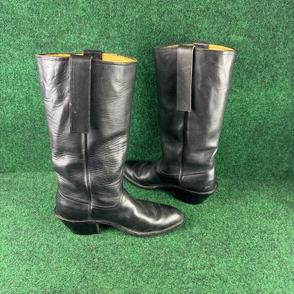 Anderson Beans Boots Men’s Size 9 D Black Leather Cowboy Boot Made In USA